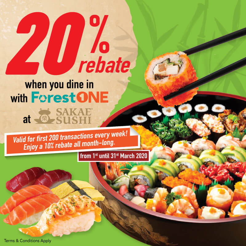 20% Rebate at Sakae Sushi!